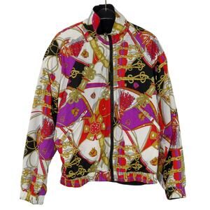 1990s Head Vintage Jacket Multicolor Windbreaker Equestrian Print Vogue Small 6